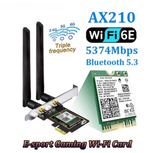 WiFi Adapter Bluetooth 5.3 5374Mbps 802.11ax Wireless Wifi 6E Card Windows 10 - Picture 1 of 11