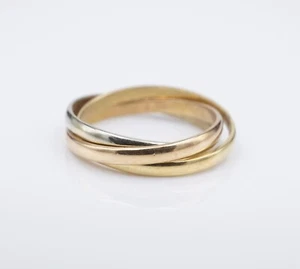 Tri Color Trinity Rolling Band Ring 18k Yellow Rose White Gold Size 3.75 RG4134 - Picture 1 of 6