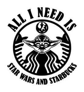 Calcomanía de café Star Wars Yoda #1 4,75""x5,25"" elige el color - Imagen 1 de 2