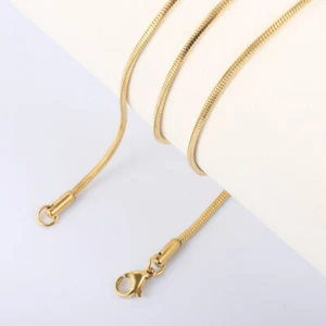 1.5mm Gold Plated Square Snake Chain Stainless Steel Necklace Women Girl Jewelry - Picture 1 of 5