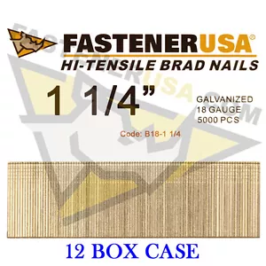 1 1/4 Zoll 18 Stärke gerade Brad Finish Nägel 18 GA (5.000 ct) (Kiste mit 12) - Bild 1 von 1