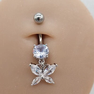 Barras para el vientre botón piercing barra colgante ombligo cuerpo joyería gema anillo plata regalo Foto 1 de 4