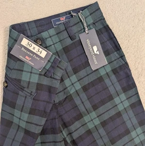 NEW Vineyard Vines Mens Black Watch Breaker Pants Charleston Green 30X34 Holiday - Picture 1 of 9