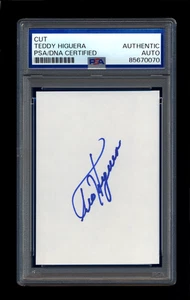 TEDDY HIGUERA VINTAGE SIGNED MINT CUT PSA/DNA AUTOGRAPHED MILWAUKEE BREWERS HOF - Picture 1 of 1