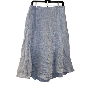 NIc + Zoe 100% Linen Chambray Light Blue Midi Skirt A-Line Lined Size 12 - Picture 1 of 5