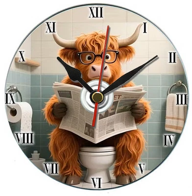 Highland cow cd desk clock, funny gift idea, can be personalised, free postage - Image 1 of 4