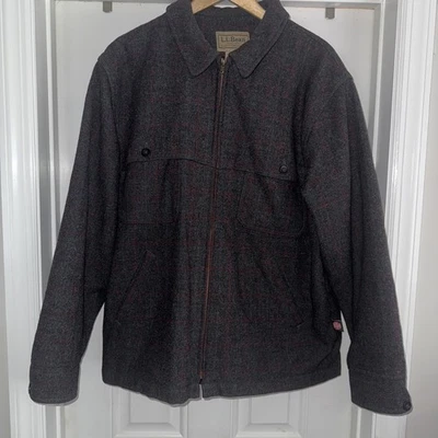 LL BEAN Vintage Wool Coat Malone  Large Woolrich MACKINAW Wind Stopper Shacket - Image 1 of 4