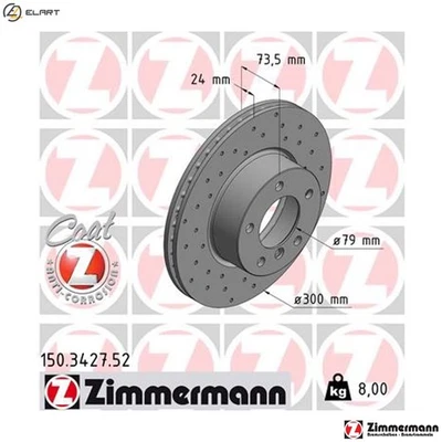 2x BRAKE DISC 150.3427.52 FOR BMW N46B20E/B20CC 2.0L 4cyl 3 SERIES 2.5L 6cyl - Image 1 of 4