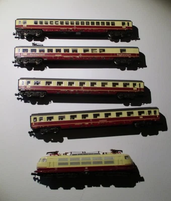 Fleischmann Spur N BR 103 155-8 E-Lok der DB 7376 mit 4 Wagen - Bild 1 von 4