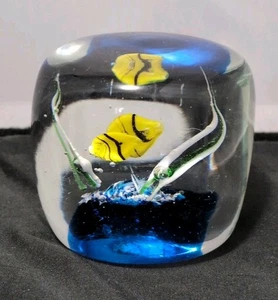 Vintage Yellow Fish Aquarium Paperweight Sea Ocean Decor - Picture 1 of 5