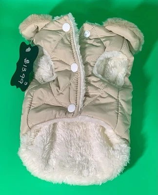 Witty Boy Jeans Waterproof Fur Dog Jacket Beige Warm Fleece Clothes Vest Coat S - Image 1 of 4
