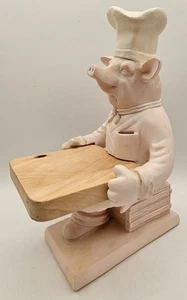 2000 Mud Pie Fleur de Lis Pig Chef Statue w/Charcuterie Cutting Board 11.75" - Picture 1 of 22