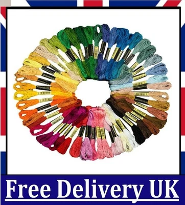 Coloured Embroidery Thread Set Cotton Cross Stitch Braiding Craft Sewing 50 Pcs - Image 1 of 4