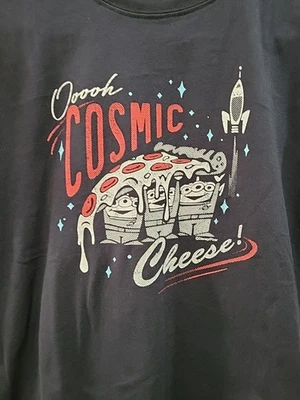 Disney Toy Story Cosmic Pizza T-Shirt Boys Kids XL 14 Cheesy Aliens Black Pixar  - Image 1 of 4