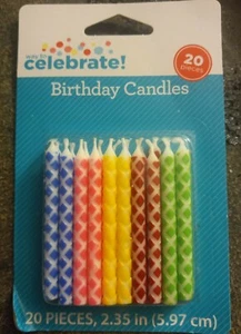 Way To Celebrate 20 Pack Of Birthday Candles 2.35" Tall Asorted Colors - Picture 1 of 2