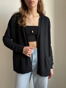 SANDRO PARIS WOMEN MERINO WOOL CARDIGAN BLACK AVANT GARDE SIZE 3 L - Picture 1 of 15