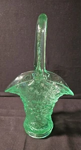 Vintage Depression Glass Uranium Vaseline Vase Textured Grape and Leaf Design... - Picture 1 of 5