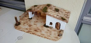 handgemachte Weihnachstkrippe aus Holz, (Beleuchtung), Basis 40*60cm 53*22*20 - Bild 1 von 5
