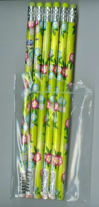 Flores rosa y azul primavera sobre lápices verdes. ¡Juego de 6! - Imagen 1 de 3