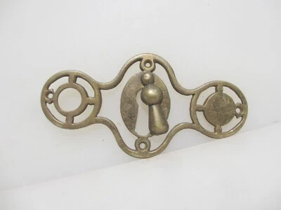 Victorian Brass Escutcheon Keyhole Plate Old Trunk Door Antique 5"W -£10ea - Image 1 of 4