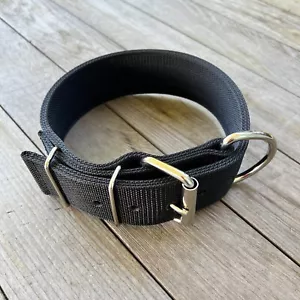 2" WIDE 3-PLY NYLON LARGE DOG COLLAR HEAVY DUTY PIT BULL COLLAR MADE IN USA - Picture 1 of 1