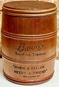 Vintage Briggs Fine Smoking Tobacco Aged in The 7" Wood Humidor Barrel w/ Lid - Bild 1 von 9