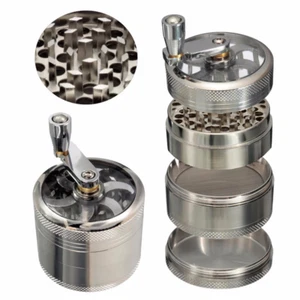 55mm Plating SILVER 4-piece Metal Hand Muller Herb Spice Tobacco Grinder Crusher - Picture 1 of 1