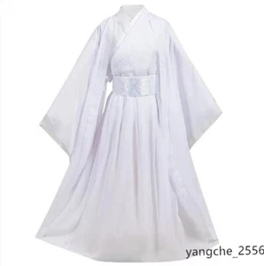 Tian Guan Xie Lian Cos Wig Hat Boots Ruoji Strap White Hanfu Dress Outfit Wig - Picture 1 of 9
