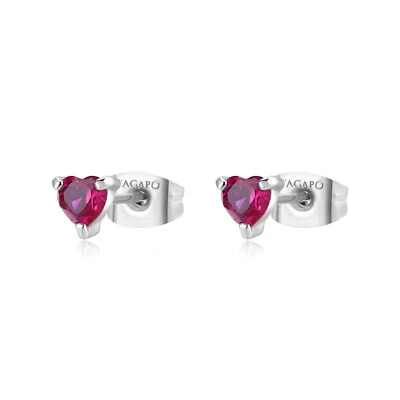 S'agapo ORECCHINI CUORE Punto Luce Acciaio e ZIRCONE ROSSO SAGAPO SDZ104 Sagapò - Immagine 1 di 4