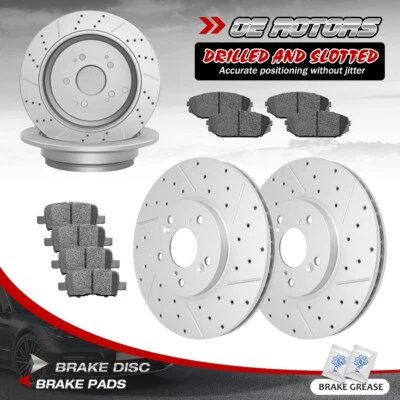 Rotores de disco delanteros y traseros y pastillas de freno de cerámica para Honda Odyssey 2002 2003 2004 Foto 1 de 4