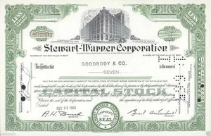 STEWART-WARNER CORPORATION YEAR 1964  7 SHARES GREEN STOCK CERTIFICATE - Picture 1 of 2