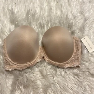On Gossamer 36DD Bra Beige Strapless Beautifully Basic Underwire Back Close NWT - Picture 1 of 9