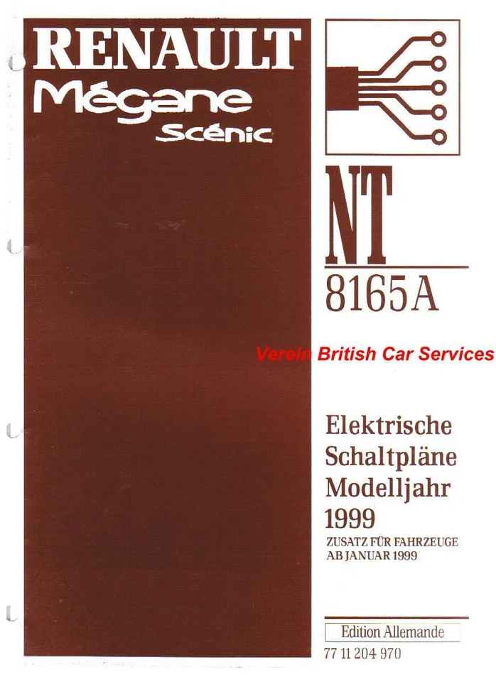 RENAULT MEGANE SCENIC ELEKTRISCHE SCHALTPLÄNE MJ 1999 WERKSTATT HANDBUCH - Bild 1 von 1