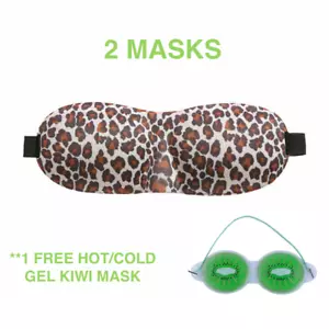 2 Travel 3D Eye Mask Sleep Soft Padded Shade Cover Rest Relax Blindfold Leopard - Picture 1 of 6