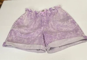 jordache girls paper bag waist shorts 12 lavender acid wash snap zip - Picture 1 of 8