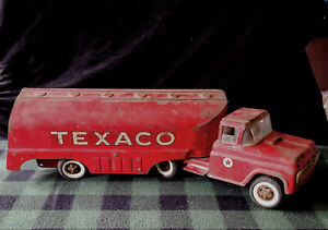Vintage 60's TEXACO Buddy L Toy Tanker Oil Truck Pressed Steel Tour with Texaco