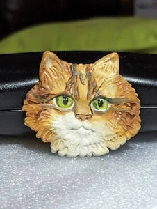 Neu Vintage 1993 Porzellan Kätzchen Katze Handarbeit Mardon Ware 2,5x2,7" - goldenes Gesicht - Bild 1 von 7