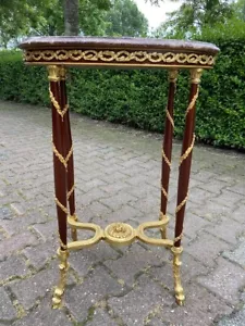 Tisch Französisch Louis XVI Vintage Mahagoni Marmorplatte Gold Bronze Akzent ... - Bild 1 von 13