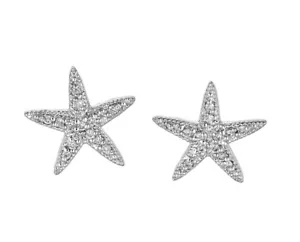 Orecchini stella marina diamanti naturali 0,35 carati G SI oro bianco 14 kt - Foto 1 di 1