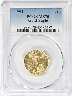 1994 $10 GOLD EAGLE PCGS MS70 LOW POP 75 Low Mintage - Image 1 of 2