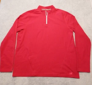 Men's NEW BALANCE red velour 1/4 zip long sleeve pullover activewear top XL NEW - Picture 1 of 8