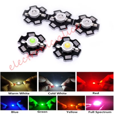 50pcs 3W High Power LED Chip Beads White Red Blue Yellow With PCB or only led - Image 1 of 4