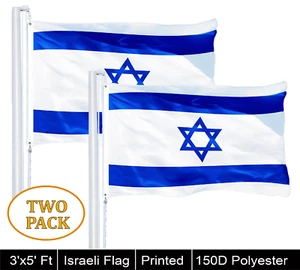 2er-Pack USA VERKÄUFER 3 Fuß x 5 Fuß Polyester israelische Flagge Israel 150D Outdoor Indoor - Bild 1 von 4