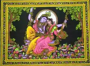 Hindu God Lord Krishna Sequence Art Poster Tapestry Yoga Wall Hanging Home Decor - Picture 1 of 4