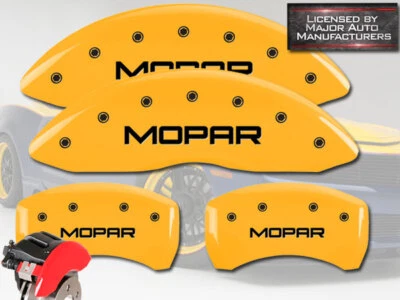 2008-2014 Dodge Avenger Front + Rear Yellow MGP Brake Disc Caliper Covers Mopar - Image 1 of 4