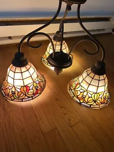 Tiffany Style Stained Glass Set 3 Lamp Shades for Chandelier Light - - Picture 1 of 8