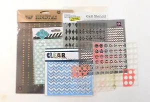 7 Mixed Craft Stencils Scrapbooking DIY Projects Geometric Shapes Dots Chevron - Picture 1 of 8