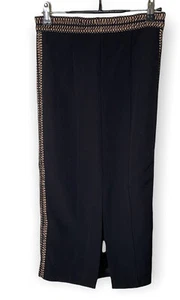 NWT Bardot Women's Oliver Midi Skirt Black Straight Party Size 8 - Picture 1 of 6