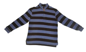 GREENDOG Boys Blue Brown Striped Long Sleeve Half Zip Sweater Size 6 - Picture 1 of 5