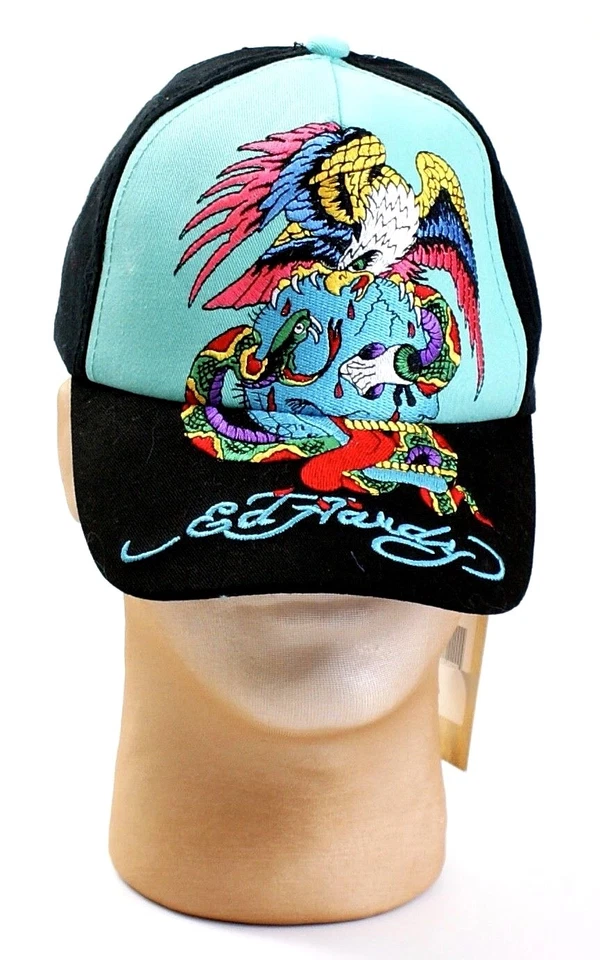 Ed Hardy Kids Black & Blue Embroidered Eagle Graphics Youth Boy's One Size NWT - Image 1 of 4